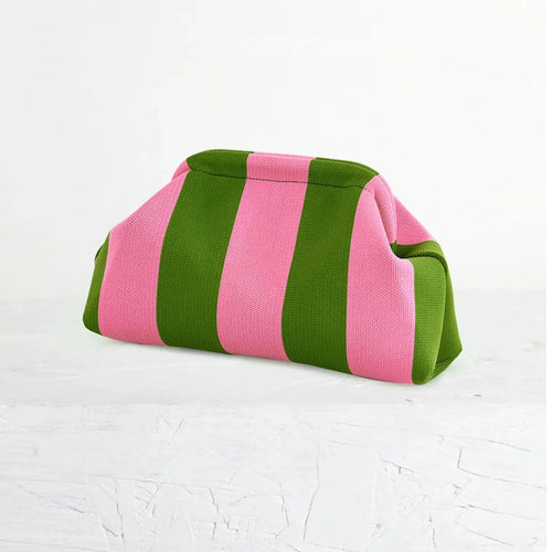 Women's Striped/diamond Dot Cloud Handbag, Clip-Top Crossbody Bag