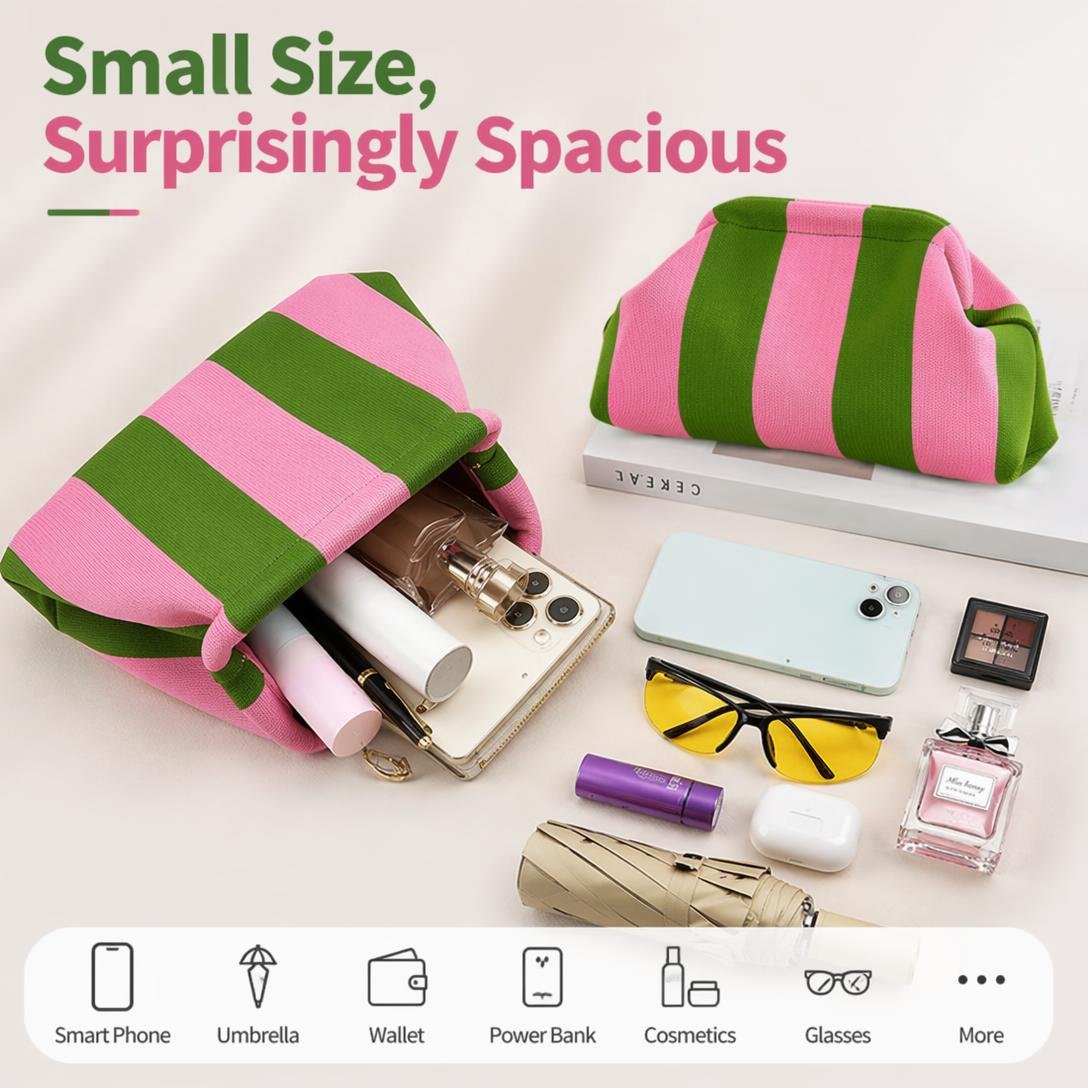 Women's Striped/diamond Dot Cloud Handbag, Clip-Top Crossbody Bag