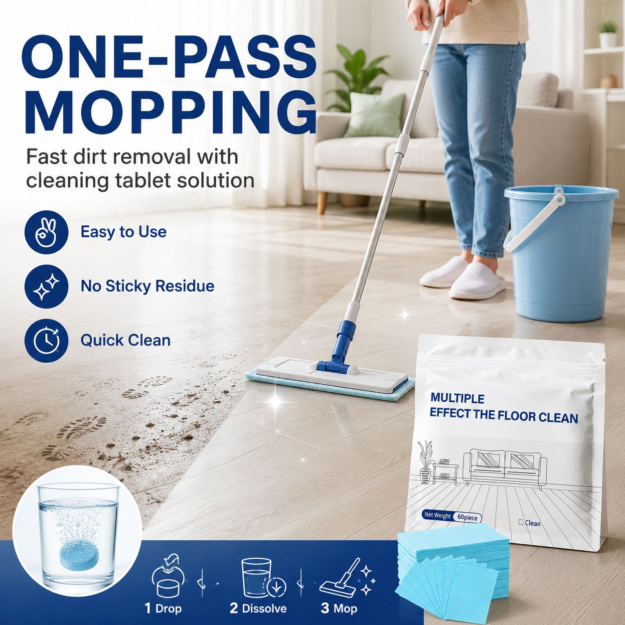 🔥Last Day BUY 1 GET 1 FREE🔥Multi-Effect Floor Cleaning Tablets, Fast Dissolving, No-Rinse Formula